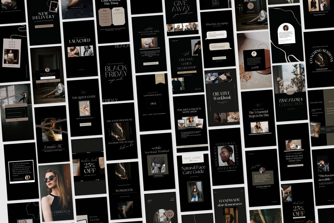 Dark Mode Instagram Promotional Canva Templates 100 Luxury - Etsy