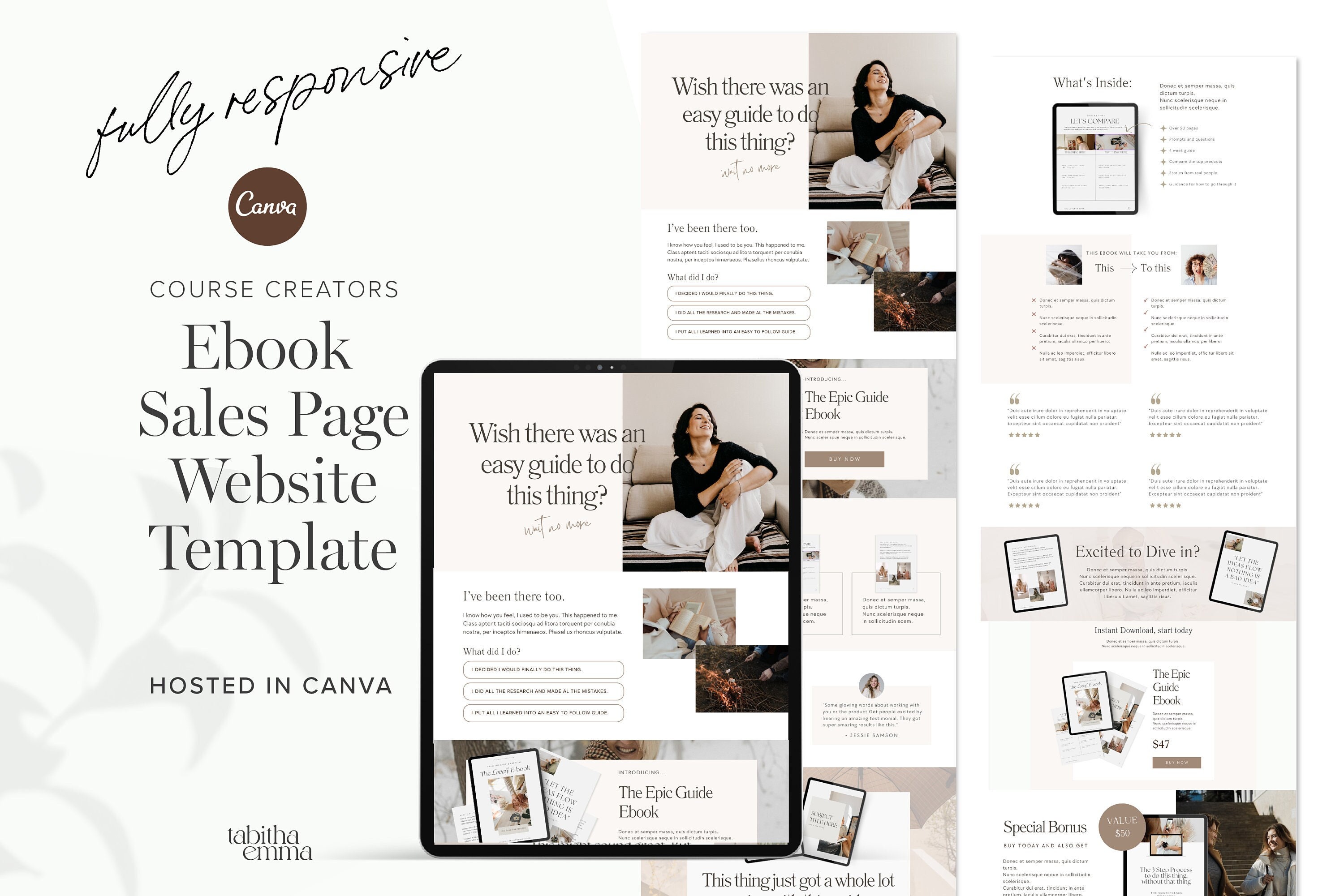 Ebook Sales Page Website Template | Editable Canva Landing Page - Etsy