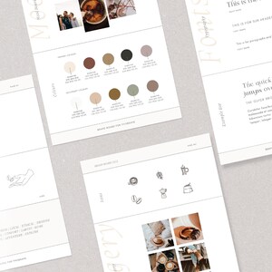 May include: Brand guide for KIN & CO, a company specializing in beauty. The guide includes a logo, color palette, font choices, and example text. The text reads "The quick brown fox jumps over the lazy dog."