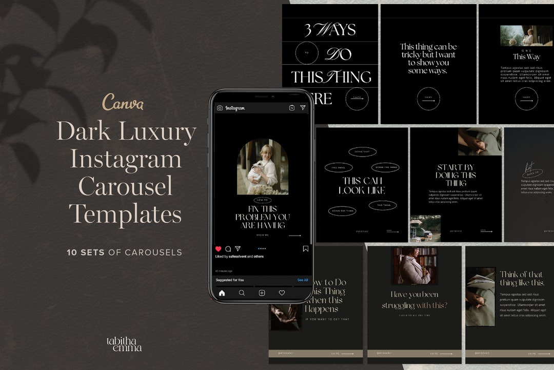 Instagram Carousel Dark Luxury Coach Templates for Canva | Educational ...