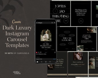 Instagram Carousel Dark Luxury Coach Templates for Canva | Educational and Promotion Social Media Posts