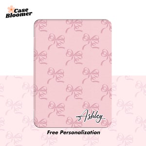 Pink Ribbon Custom Name Kindle 12th 7&quot; Case Paperwhite 11th 6.8 Case Kindle case paperwhite Kindle Oasis Cover Kobo Clara Cute Coquette Case