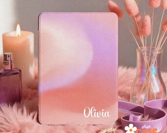 Aura Aesthetic Gradient Kindle Case 2026, Custom Name Paperwhite 13th 7" Case, Paperwhite 12th 11th, Oasis Kobo Clara Libra, Auto Wake/Sleep