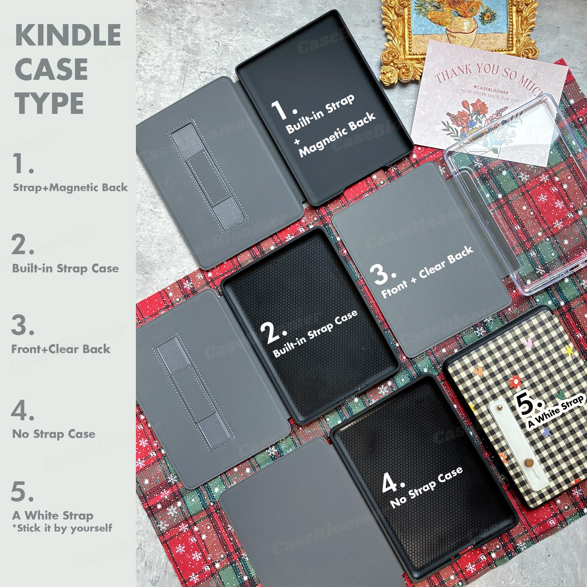 Floral Kindle Case with Strap 2024 Kindle Colorsoft Case Cover Paperwhite 12th 7-inch Kindle Oasis 11th Kobo Auto Wake Free Personalization