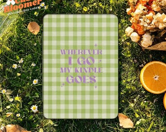 Custom Green Checkerboard Kindle Case 2024, Kindle Colorsoft Case Cover, Paperwhite 11th 6.8, Kindle Oasis, Kobo Clara Case, Auto Wake/Sleep