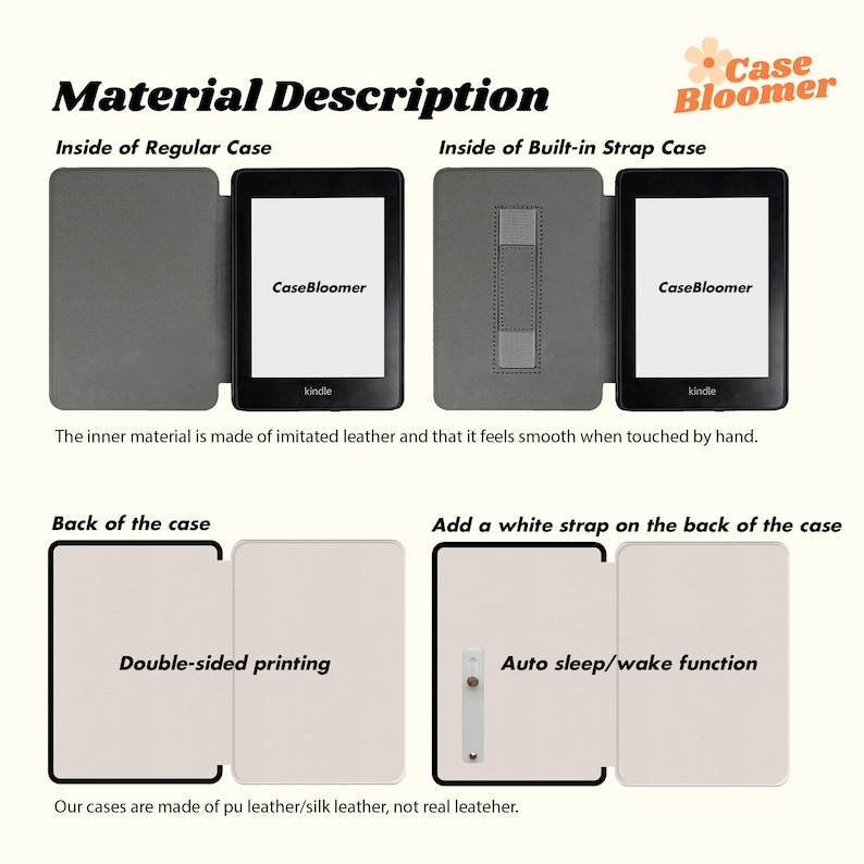 Old newspaper Kindle case with hand strap Paperwhite case Paperwhite 11th 6.8 kindle Oasis Kindle 11th 10th Auto Wake/Sleep composition book