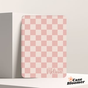All New Kindle 12th 2024 Kindle Case, Custom Name Kindle Colorsoft Case, Paperwhite 11th 6.8, Kindle Oasis, Kobo, Pink Cream Checkerboard