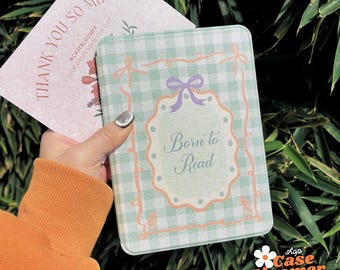 Born to Read Checkerboard All New Kindle 12th 7-inch 2024 Case Kindle Colorsoft Paperwhite 11th 6.8 Kobo case kindle Oasis Personalized Gift