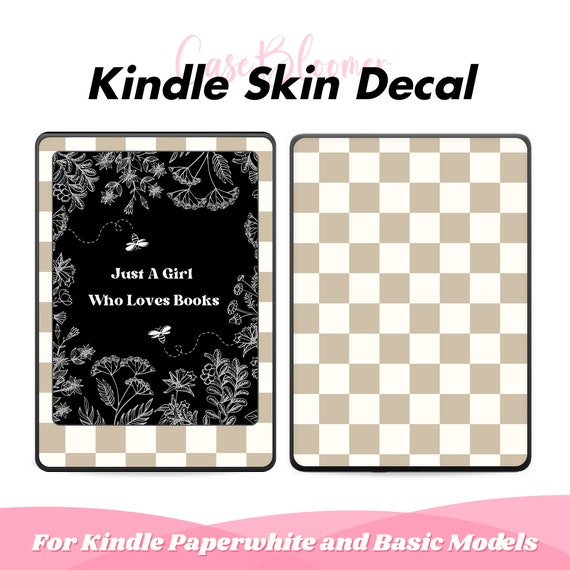 Beige Checkerboard Kindle Skin Checkered Amazon Kindle Sticker Kindle 2024 eReader Wrap Kindle Paperwhite Vinyl Decal Neutral Minimalist