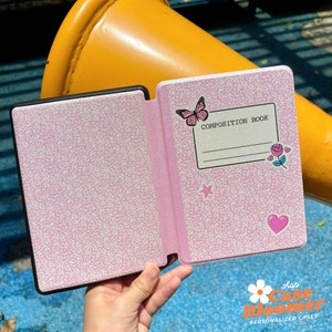 Pink Composition Book Kindle Case for Paperwhite 12th Signature Edition 2024 Kindle Colorsoft Cover Kindle Oasis Sticker Birthday Gift Kobo