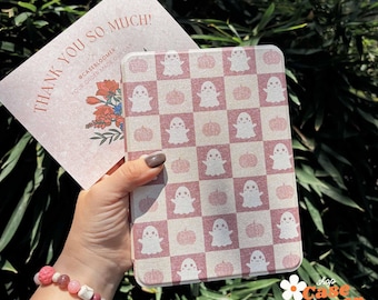 Ghost Checkerboard Halloween All New Paperwhite 12th 7“ 2024 Kindle Colorsoft Paperwhite 11th 6.8 Kobo Libra kindle Oasis Personalized Gift