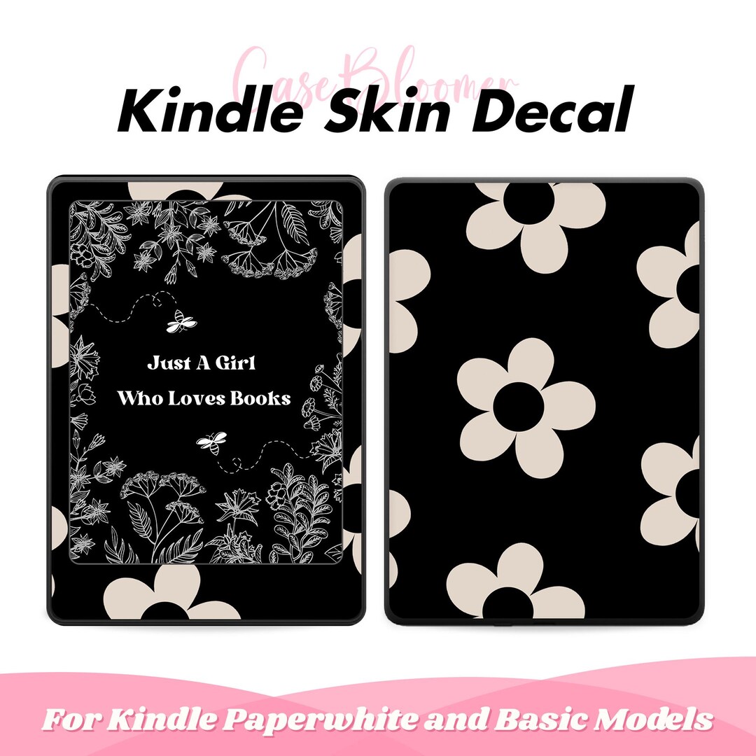 Minimal Black Floral Kindle Paperwhite 12th Skin Vinyl WRAP Amazon ...