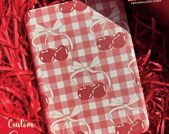 Red Checkerboard Cherry All New Kindle 12th 7&quot; 2024 Case Custom Name Kindle Case Paperwhite 11th 6.8 kindle Oasis Cover gift Kobo Clara Case