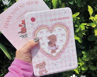 Kawaii Puppy Pink Checkered Kindle Paperwhite Case Kindle Colorsoft Paperwhite Kindle Oasis book cover kindle 6” 6.8” 11th Pastel Dog Lover