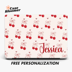 Custom Name Cute Cherry MacBook Case Cover for MacBook Pro 13 14 M1 M2 M3 M4 Air 13 A3113 A2337 MacBook 2024 Apple Laptop Hard Case