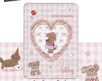Kawaii Puppy Pink Checkered Kindle Paperwhite Case Kindle Colorsoft Paperwhite Kindle Oasis book cover kindle 6” 6.8” 11th Pastel Dog Lover