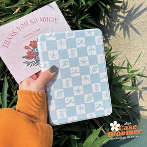 Summer Blue Checkerboard Seashells Kindle Paperwhite 12th Case Kobo Case Kindle Colorsoft Paperwhite 11th Oasis book cover Gift for her