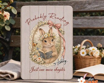 Custom Name Cute Bunny Vintage Kindle Case 13th 7" Colorsoft 2026 Paperwhite 12th Signature Edition Oasis Auto Wake/Sleep Kobo Clara 6" Case