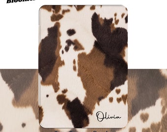 Brown Cow Print Kindle Paperwhite 2024 Case with Auto Sleep/Wake Kindle 7&quot; 2024 hand strap case paperwhite 6.8&quot; case kindle 11th Kobo Cover