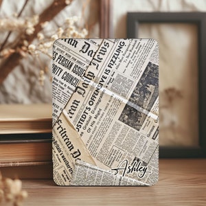 Retro Kindle Paperwhite 2024 Case All New Kindle Colorsoft Case Paperwhite 11th 6.8 kindle Oasis Old Newspapers Personalized Gift Kobo Case