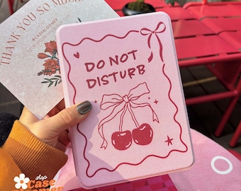 Do Not Disturb Custom Name Pink Cherry iPad case iPad Pro 13 12.9 11 Air6/7 M3 A16 10th Mini7 Auto Wake/Sleep Pencil Holder Christmas Gift
