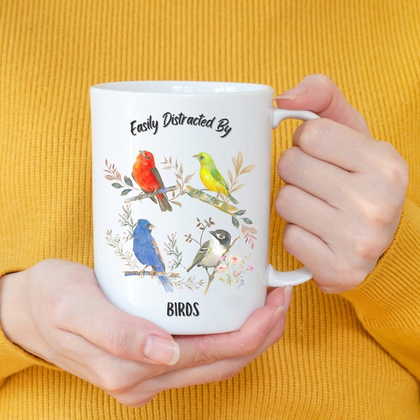 Set Watercolor Birds Mug Watercolor Bird Lover Mug for Birding People Birding Mug for Bird Lover Gift for Mom Lover Birds, Birdwatcher Mug