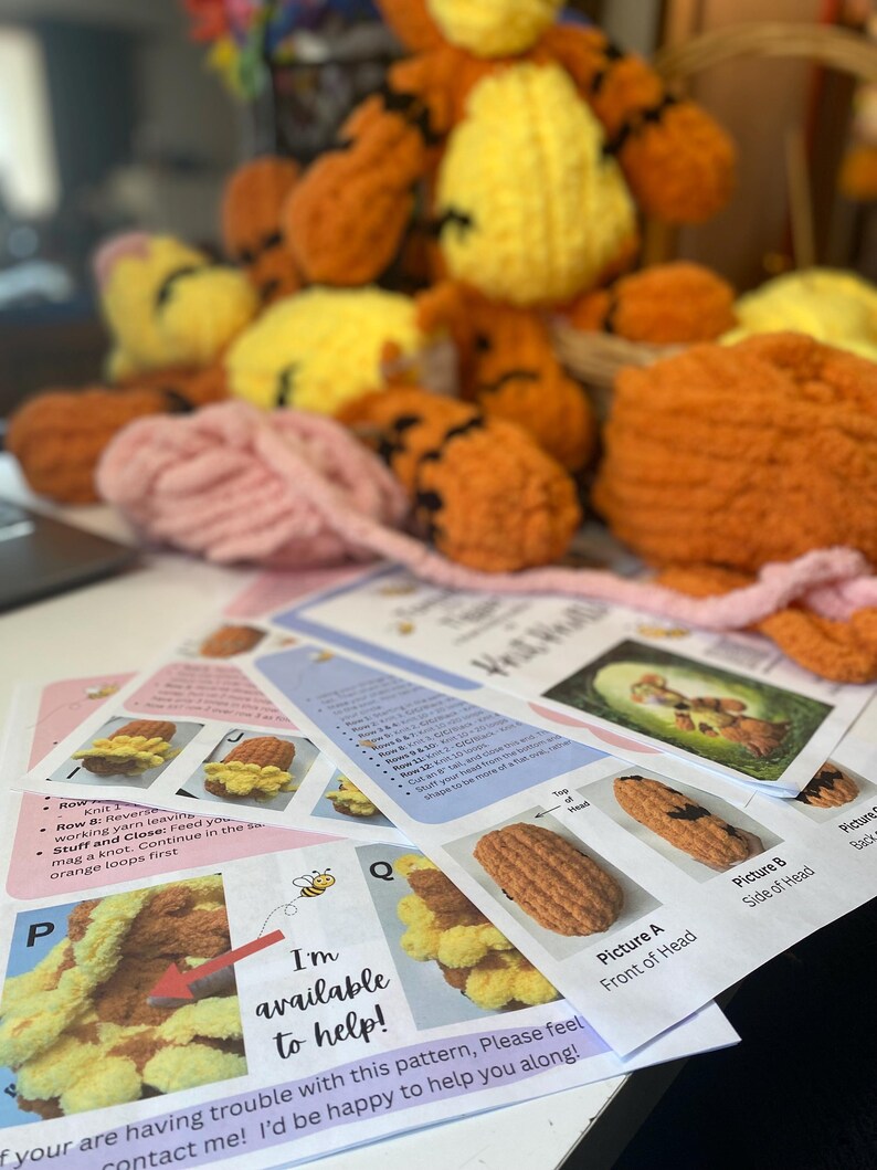 DIY: Tommy the Tigger Finger Knitting PDF Pattern image 8