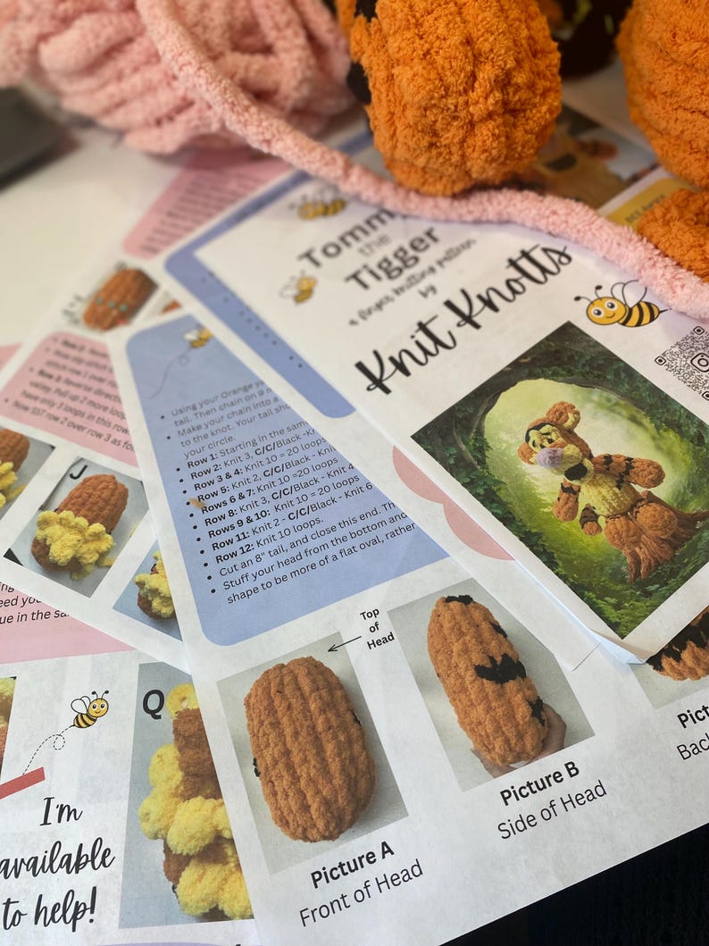 DIY: Tommy the Tigger Finger Knitting PDF Pattern image 9