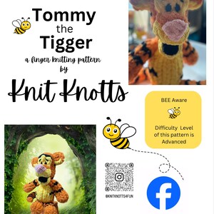 DIY: Tommy the Tigger Finger Knitting PDF Pattern image 7