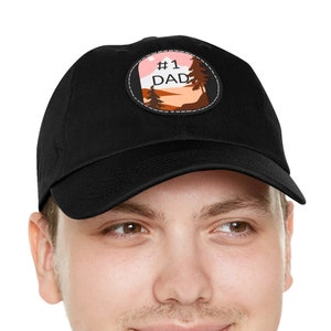 Dad Hat with Leather Patch (Round). Father&#39;s Day Hat. #1 Dad Hat. Hat for father&#39;s Day. Father&#39;s Day Gift. Hat with leather patch. Father