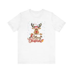 Merry Christmas Reindeer T-Shirt, Fun Holiday Tee, Christmas Gift, Unisex Short Sleeve Shirt, Festive Outfit. Reindeer, Christmas Reindeer