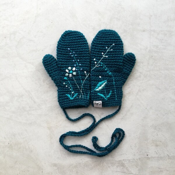 Embroidered Mittens Etsy