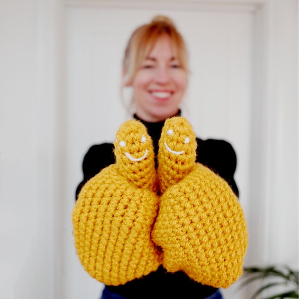 Adult Sized Hidden Smiley Face Mittens