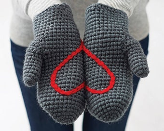 Valentine Mittens With Heart For Adult, Baby And Child