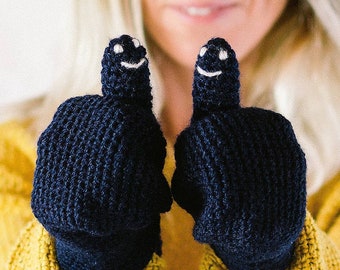 Manoplas para adultos con carita sonriente oculta