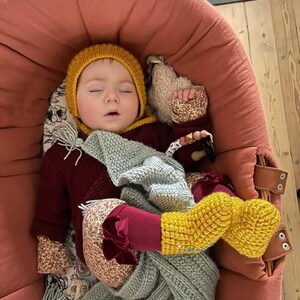 Child's Bonnets Handmade Crochet Mustard, Plum, Teal, Grey. image 9