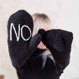 YES NO Mittens Handmade, Valentine, Mother's Day, Christmas Gift, Mittens on a string image 6