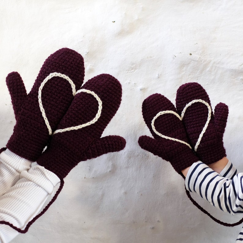 Daddy And Me Handmade Heart Mittens On A String image 2