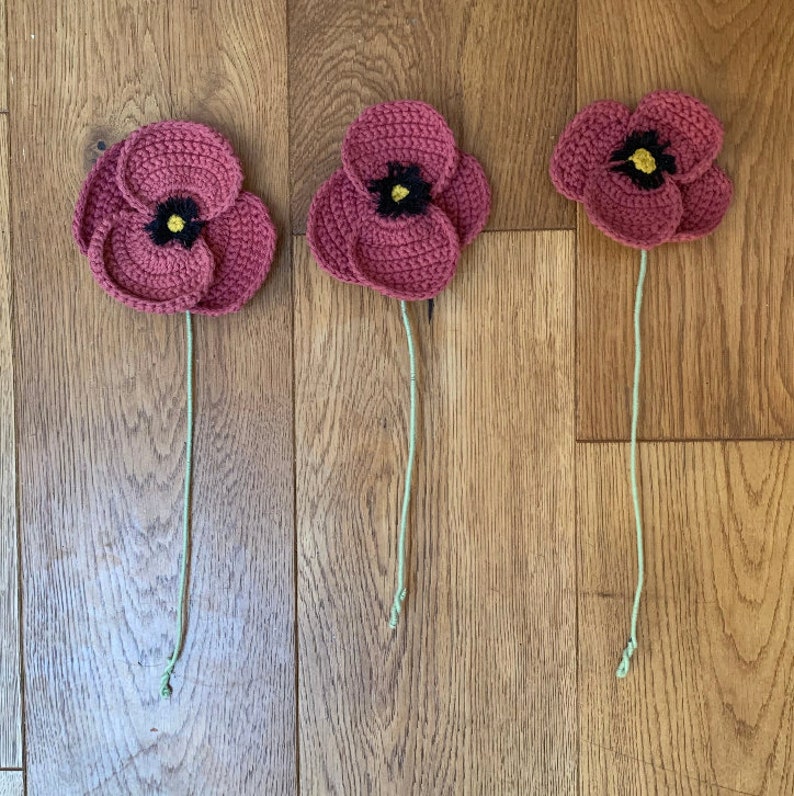 Handmade Everlasting Poppy, Memorial Flower, Fabric Flowers, Organic Cotton image 2