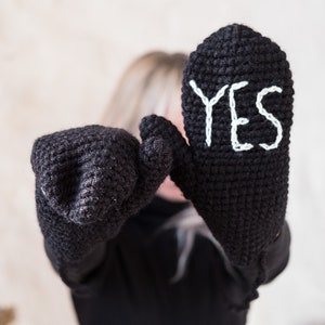 YES NO Mittens Handmade, Valentine, Mother's Day, Christmas Gift, Mittens on a string image 5