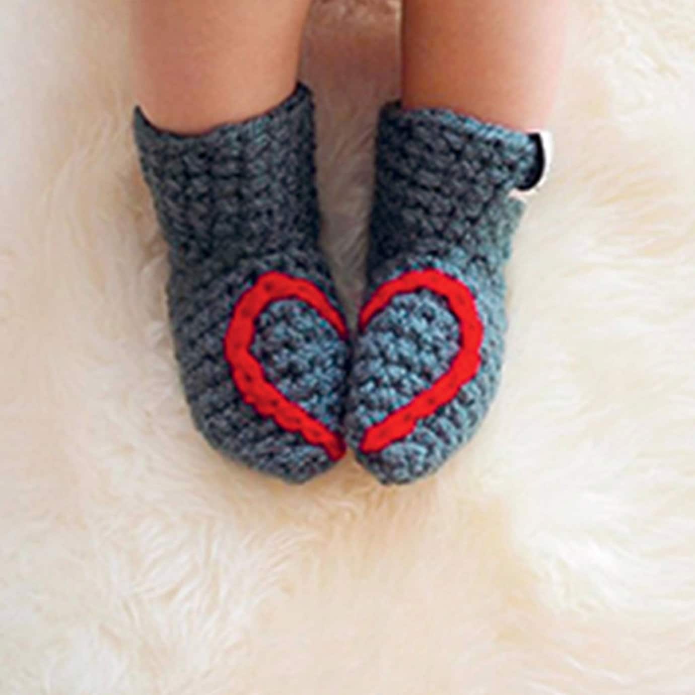 Valentine Baby Booties: Embroidered Heart Vegan Socks