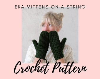 Mittens On A String UK and US Crochet Pattern By EKAwear