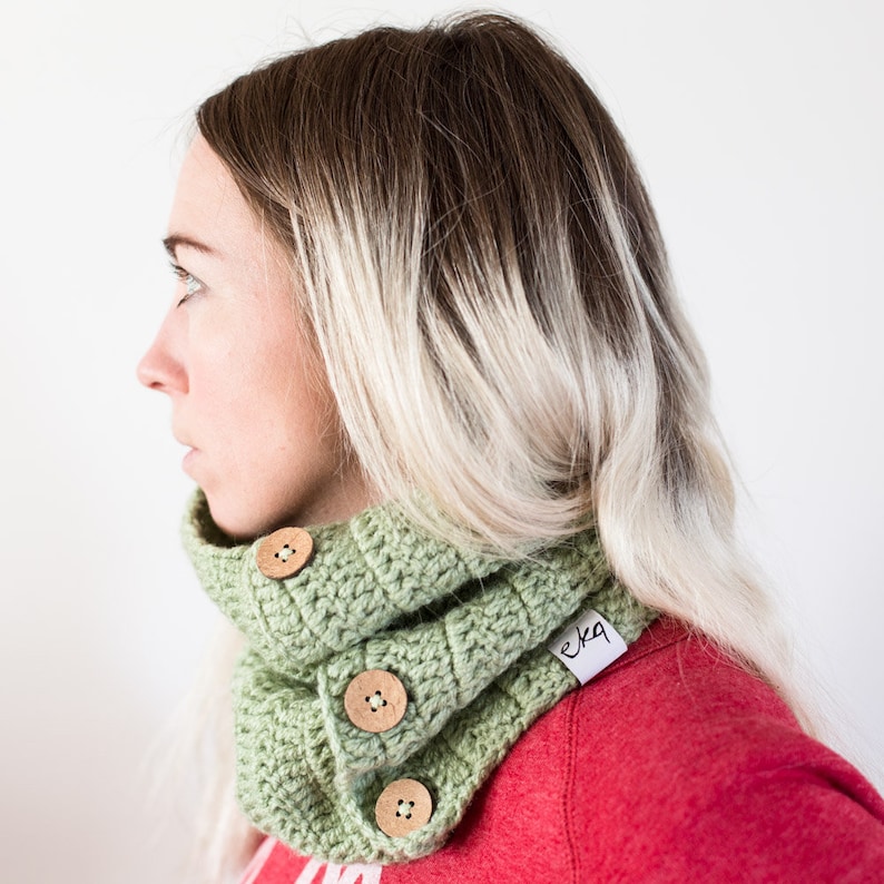 Cowl Scarf Neck Warmer With Buttons Etsy