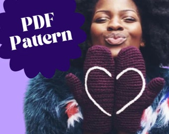 Mittens With Heart Crochet Pattern PDF - UK and US Terminology