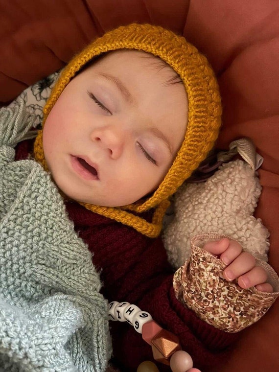 Child's Bonnets Handmade Crochet Mustard Teal Plum Grey.