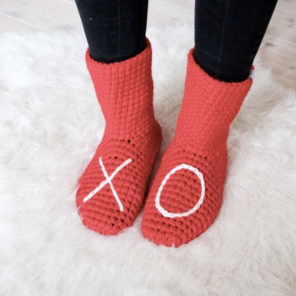 Chaussettes pantoufles avec XO, Fait à la main, Confortable, Fête des mères, Noël, Gossip Girl, Saint-Valentin