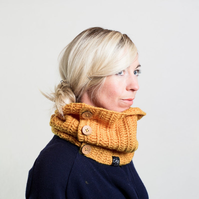 Cowl Scarf Neck Warmer With Buttons image 8