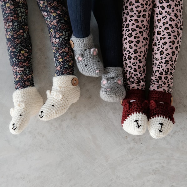 Chaussons et chaussettes pantoufles pour bébé - Renard, souris, loup, ours polaire