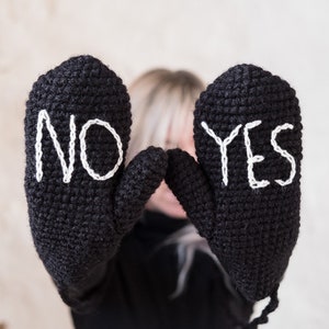 YES NO Mittens Handmade, Valentine, Mother&#39;s Day Gift