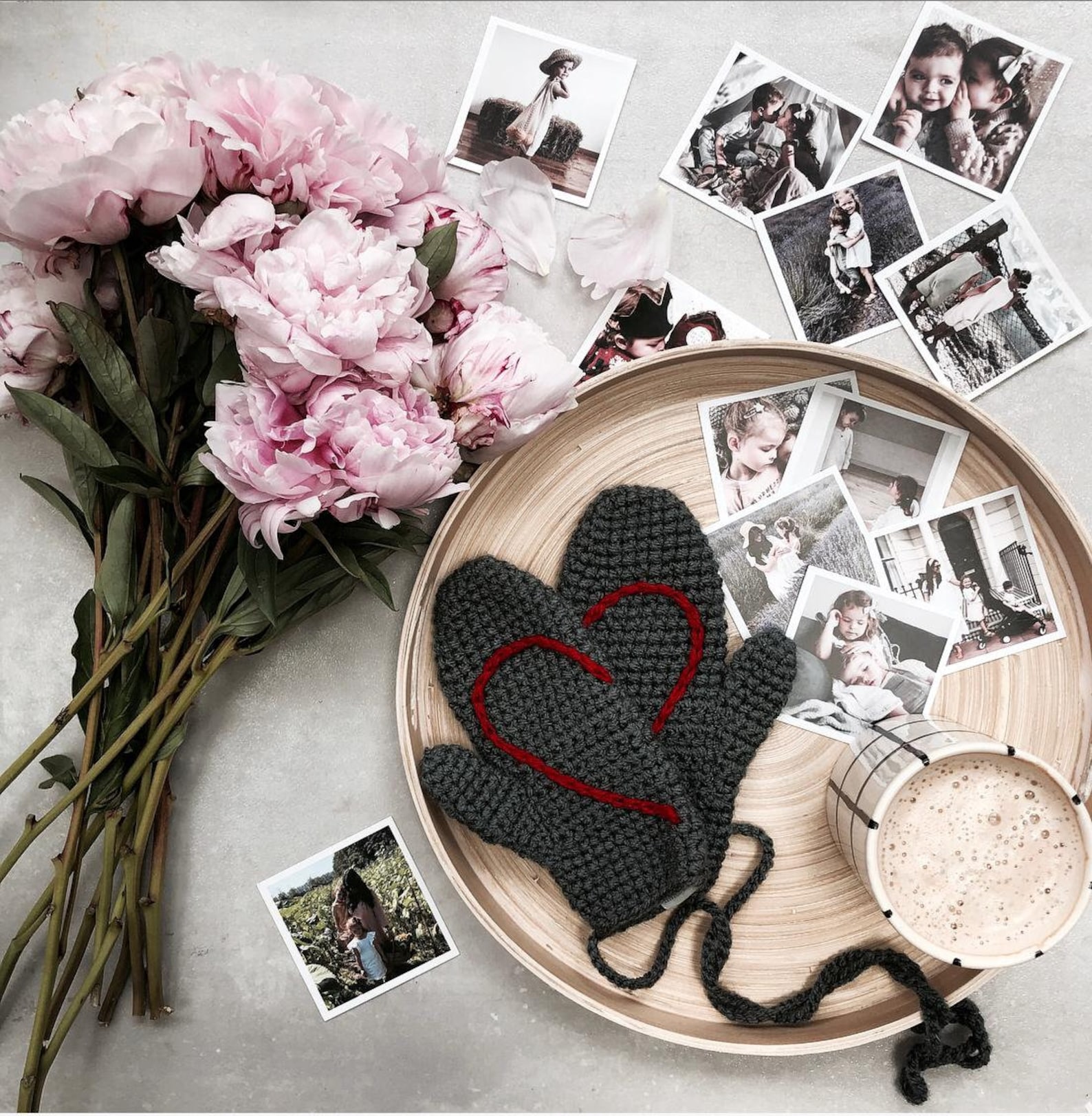 Handmade Women's Mittens on String With Love Heart Etsy UK